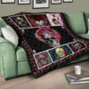 Valentine Premium Quilt - Awesome Floral Skulls In Square Roses Patterns Quilt Blanket 15