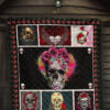 Valentine Premium Quilt - Awesome Floral Skulls In Square Roses Patterns Quilt Blanket 5