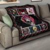 Valentine Premium Quilt - Awesome Floral Skulls In Square Roses Patterns Quilt Blanket 13