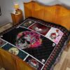 Valentine Premium Quilt - Awesome Floral Skulls In Square Roses Patterns Quilt Blanket 17