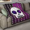 Valentine Premium Quilt - Chibi Skull Evil Horn Monster Patterns Purple And Black Quilt Blanket 15