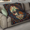 Valentine Premium Quilt - Colored Mandala Skull Background Roses From Eye Quilt Blanket 15