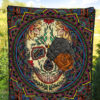 Valentine Premium Quilt - Colored Mandala Skull Background Roses From Eye Quilt Blanket 5