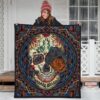 Valentine Premium Quilt - Colored Mandala Skull Background Roses From Eye Quilt Blanket 3