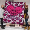 Valentine Premium Quilt Couple Skull Love Life Happy Valentine Day Pink Heart Patterns Quilt Blanket 1