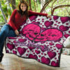 Valentine Premium Quilt Couple Skull Love Life Happy Valentine Day Pink Heart Patterns Quilt Blanket 11