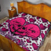 Valentine Premium Quilt Couple Skull Love Life Happy Valentine Day Pink Heart Patterns Quilt Blanket 19