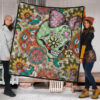 Valentine Premium Quilt - Drawing Floral Skull Blinding Valentine Quilt Blanket 1