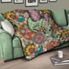 Valentine Premium Quilt - Drawing Floral Skull Blinding Valentine Quilt Blanket 17