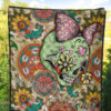 Valentine Premium Quilt - Drawing Floral Skull Blinding Valentine Quilt Blanket 5