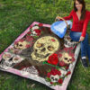 Valentine Premium Quilt - Floral Skulls With Roses Patterns Quilt Blanket 9