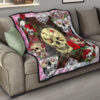 Valentine Premium Quilt - Floral Skulls With Roses Patterns Quilt Blanket 15