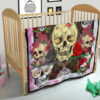 Valentine Premium Quilt - Floral Skulls With Roses Patterns Quilt Blanket 21