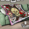 Valentine Premium Quilt - Floral Skulls With Roses Patterns Quilt Blanket 17