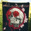 Valentine Premium Quilt - Golden Skull On Bunch Of Rose Flower Love Quilt Blanket 5