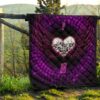 Valentine Premium Quilt - I Love You Purple Skull Heart With Wings Quilt Blanket 13