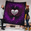 Valentine Premium Quilt - I Love You Purple Skull Heart With Wings Quilt Blanket 1