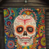 Valentine Premium Quilt - Mandala Skull Tattoo Love Eyes Colorful Quilt Blanket 7