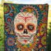 Valentine Premium Quilt - Mandala Skull Tattoo Love Eyes Colorful Quilt Blanket 5