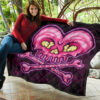 Valentine Premium Quilt Melting Heart Skull Poison Valentine Heart Background Quilt Blanket 11