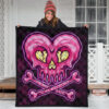 Valentine Premium Quilt Melting Heart Skull Poison Valentine Heart Background Quilt Blanket 3