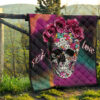 Valentine Premium Quilt - Mosaic Skull Wearing Rose Crown Sick Love Quilt Blanket 13