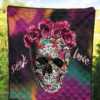 Valentine Premium Quilt - Mosaic Skull Wearing Rose Crown Sick Love Quilt Blanket 5