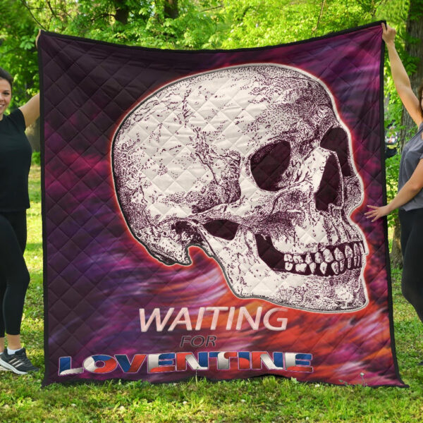 Valentine Premium Quilt – Old Skull Waiting For Loventine Artwork Quilt Blanket