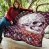 Valentine Premium Quilt - Old Skull Waiting For Loventine Skull Patterns Quilt Blanket 11