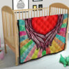 Valentine Premium Quilt Red Heart With Wings Flight Rainbow Vintage Background Quilt Blanket 21