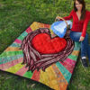 Valentine Premium Quilt Red Heart With Wings Flight Rainbow Vintage Background Quilt Blanket 9