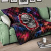 Valentine Premium Quilt - Red Rose Tattooed Skull Deep Love Quilt Blanket 17