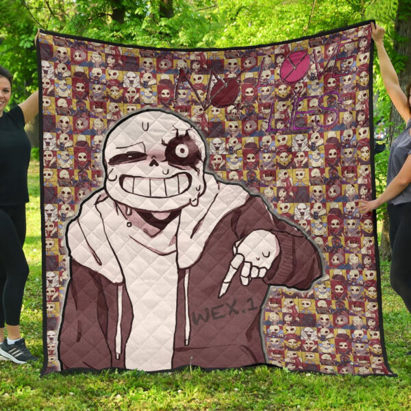 Valentine Premium Quilt – Sans Undertale Wearing Jacket Sweating No Love Lies Patterns Quilt Blanket