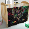 Valentine Premium Quilt - Skeleton Couple Colorful Rainbow Bright Smoke Quilt Blanket 21