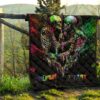 Valentine Premium Quilt - Skeleton Couple Colorful Rainbow Bright Smoke Quilt Blanket 13