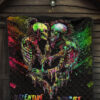 Valentine Premium Quilt - Skeleton Couple Colorful Rainbow Bright Smoke Quilt Blanket 7