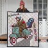 Valentine Premium Quilt - Skeleton Driving Vespa RIP Running Valentine Quilt Blanket 3