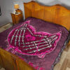 Valentine Premium Quilt Skeleton Hands In Melting Heart Valentine Pink Text Quilt Blanket 19