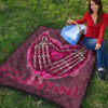 Valentine Premium Quilt Skeleton Hands In Melting Heart Valentine Pink Text Quilt Blanket 9