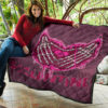 Valentine Premium Quilt Skeleton Hands In Melting Heart Valentine Pink Text Quilt Blanket 11