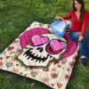 Valentine Premium Quilt - Skull In Love Heart Eyes Colorful Patterns Quilt Blanket 9