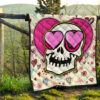 Valentine Premium Quilt - Skull In Love Heart Eyes Colorful Patterns Quilt Blanket 13