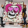 Valentine Premium Quilt - Skull In Love Heart Eyes Colorful Patterns Quilt Blanket 1