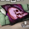 Valentine Premium Quilt - Skull Red Rose Patterns Lonely Tornando Purple Spiral Quilt Blanket 17