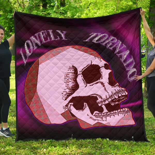 Valentine Premium Quilt – Skull Red Rose Patterns Lonely Tornando Purple Spiral Quilt Blanket