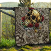 Valentine Premium Quilt - Skull With Red Roses Love In Your Eyes Quilt Blanket 13