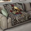 Valentine Premium Quilt - Skull With Red Roses Love In Your Eyes Quilt Blanket 15