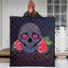 Valentine Premium Quilt - Skull With Roses Green Galaxy Sky Skylentine Quilt Blanket 3