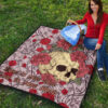 Valentine Premium Quilt - Skulls With Red Roses Flower Love In Bone And Blood Quilt Blanket 9