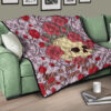 Valentine Premium Quilt - Skulls With Red Roses Flower Love In Bone And Blood Quilt Blanket 17